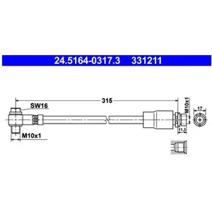 ATE Flexible de frein pour FORD: Mondeo (Ref: 24.5164-0317.3)Vendu paroscaro