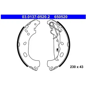 ATE Mâchoires de frein X4 pour VAUXHALL: Astra & OPEL: Astra (Ref: 03.0137-0520.2)