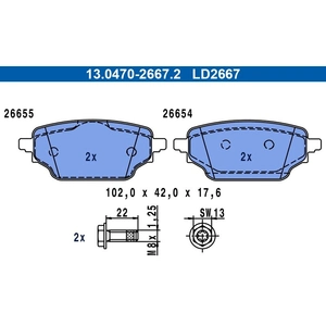 ATE Plaquettes de frein X4 pour RENAULT: Kangoo (Ref: 13.0470-2667.2) pas cher