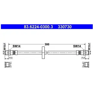 ATE Flexible de frein pour AUDI: 100, 200 (Ref: 83.6224-0300.3)