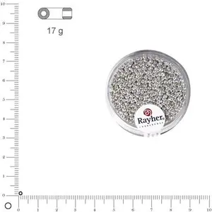 Rayher Perles de rocaille, 2, 0 mm ø, nacre, argent, 17 g pas cher