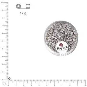 Rayher Perles de rocaille, 2, 6 mm ø, nacre, argent, 17 g pas cher