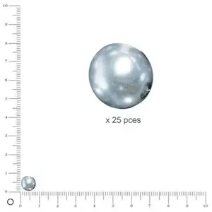 Rayher Perles de cire en verre Renaissance, 8 mm ø, gris