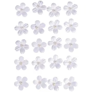 Rayher, Autocollants, Deco-Sticker: fleurs en papier m. Demi perle, blan pas cher