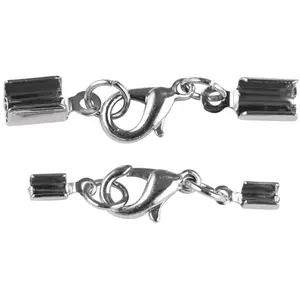 Rayher Fermoir bijou av. carabinier, monté, argent, p.ruban 2mm-p.ruban4mm, boîte 2pces pas cher