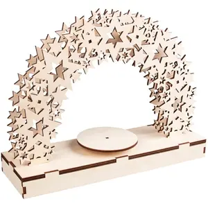 Rayher 63063505 Kit de construction en bois FSC Mix Credit avec mécanisme rotatif Naturel 30 x 9 x 23 cm 18 pièces avec plateau tournant et décoration de Noël