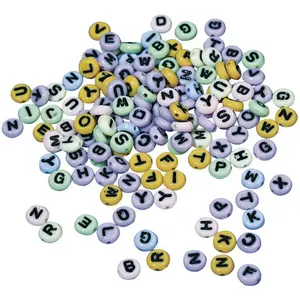 Rayher Perles plastiques à lettres, rondes, assorties, 8 mm pas cher