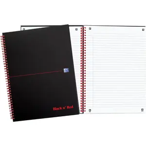 Oxford black n red 400047608 cahier à spirales a4 140 pages noir pas cher