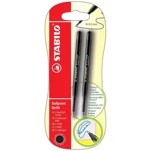 Stabilo - Lot De 2 Recharges Stylo Bille - Noir