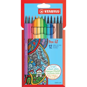 STABILO Etui carton de 12 feutres de coloriage Pen 68 pas cher
