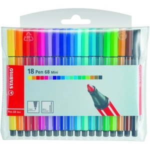 STABILO Pochette souple de 18 Mini Feutres Pen 68 Mini - Couleurs Assorties