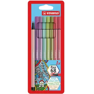 STABILO 68/8-02 stylo-feutre Premium - Étui stylo 68-8 pièces - avec 8 couleurs différentes
