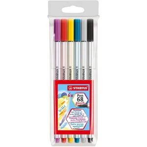 Stabilo Stabilo Pochette De 6 Feutres Pinceau Pen 68 Brush Assortis pas cher