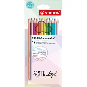 STABILO Crayon de couleur aquacolor PASTELlove, étui de 12 pas cher