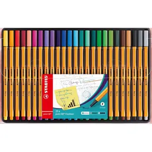 STABILO Coffret de 25 Stylos Feutre Point 88 - Couleurs Assorties pas cher