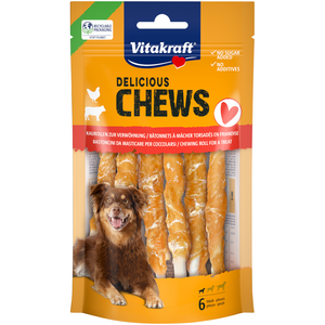 70g Vitakraft Delicious Chews Rouleaux à mâcher au poulet S friandises pour chiens pas cher