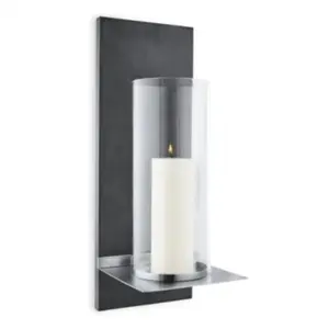 blomus -FINCA 65423 Lustre mural avec bougie, bougeoir mural, aspect exclusif, polystone/verre/acier inoxydable, finition de qualité supérieure (H/l/P) : 52 x 19 x 21 cm, acier inoxydable matVendu pargalaxus