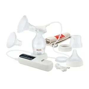 NUK Soft & Easy Tire-lait électrique | Embouts de poitrine 100% silicone | Petit, léger et silencieux | Batterie pour les déplacements | Embouts de poitrine 24 mm et 27 mm | 1 biberon Perfect Match