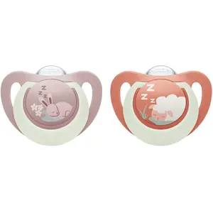 NUK First Choice Nuit Lot de 2 sucettes physiologiques 18 36 mois Lapin / Mouton pas cher
