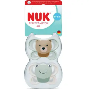 Nuk 2 Sucettes Perfect Match Air 0-6m Grenouille/Ours pas cher