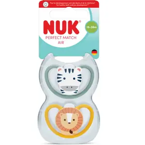 Nuk 2 Sucettes Perfect Match Air 18-36m Zèbre/Lion pas cher