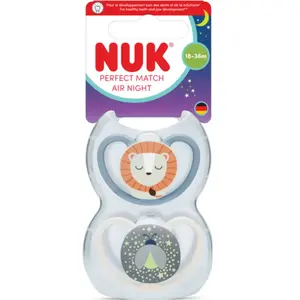 Nuk 2 Sucettes Perfect Match Air Nuit 18-36m Lion pas cher