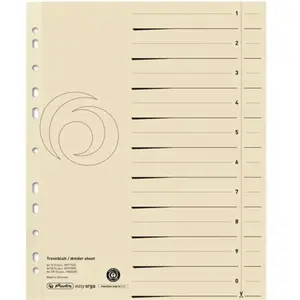 herlitz - intercalaires, A4 extra large, carton recyclé, Jaune, Pqt 10 pas cher