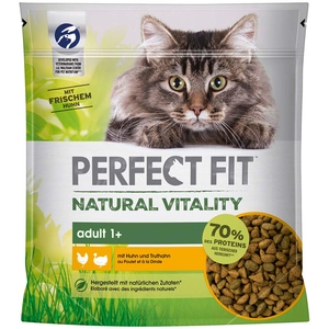 650g Natural Vitality Adult 1+ poulet, dinde Perfect Fit - Croquettes pour chat pas cher