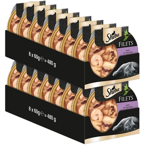 Sheba Dômes Filets fins 16 x 60 g pour chat - poulet, crevettes pas cher
