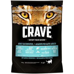 5x750g Crave Adult Adult saumon, poisson blanc - Croquettes pour chat pas cher