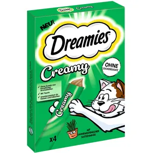 Comparateur de prix : Dreamies Catisfactions Creamy Snacks pour chat -  herbe à chat (4 x 10 g)