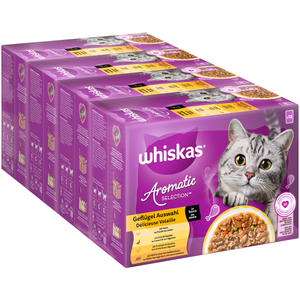 48x85g Whiskas 1+ Aromatic Selection Mix en sauce nourriture humide pour chats pas cher