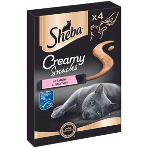 4x12g Creamy Snacks saumon Sheba - Friandises pour chat pas cher