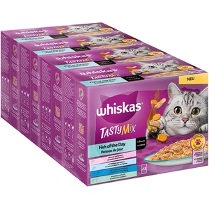 96x85g Multipack Whiskas Tasty Mix Poisson du jour en sauce - Pâtée pour chat pas cher