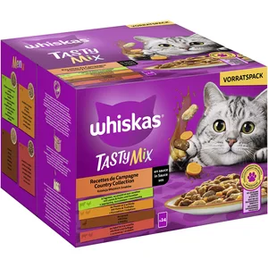 Multipack Whiskas Tasty Mix 48 x 85 g pour chat - Recettes de campagne en sauce pas cher
