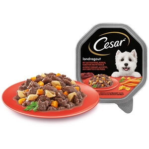 Mégapack Cesar 14 x 150 g pour chien - Ragoût boeuf, pâtes, carottes pas cher