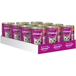 12x400g Whiskas Adult 1+ boeuf et foie en sauce - Pâtée pour chat pas cher