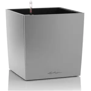 Pot de fleur LECHUZA Cube Premium 50 - kit complet, argent metallisé pas cher