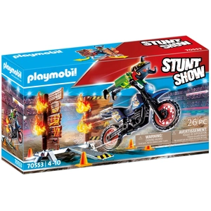 Playmobil Stuntshow 70553 Stuntshow Pilote de moto et mur de feu pas cher