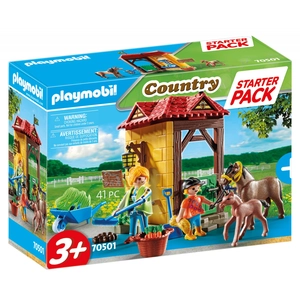 Playmobil Playmobil 70501 - Starter Pack Box Et Poneys pas cher