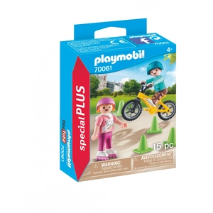 PLAYMOBIL - City Life - Spécial Plus - Enfants avec vélo et rollers pas cher