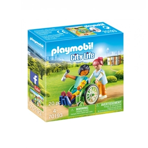PLAYMOBIL - 70193 - City Life L'Hôpital - Patient en fauteuil roulant pas cher