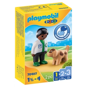Playmobil 1.2.3 70407 Vétérinaire avec chien pas cher