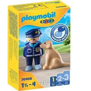 PLAYMOBIL - 70408 - PLAYMOBIL 1.2.3 - Policier avec chien pas cher