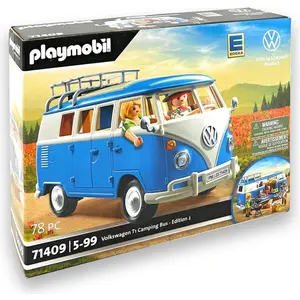 Playmobil Playmobil Volkswagen 71409 - Volkswagen T1 Camping Bus - Bleu - Edition 2 (Édition Spéciale Edeka) pas cher