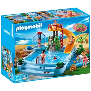Jeu de construction - PLAYMOBIL - Piscine avec toboggan - Modèle 4858 pas cher