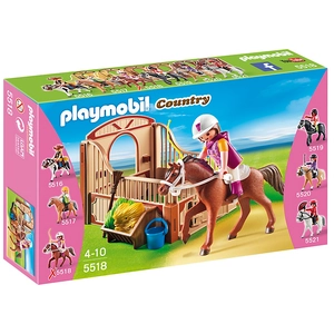 PLAYMOBIL Shagya Arabier met bruin-beige paardenbox / Cheval Shagya et cavalière pas cher