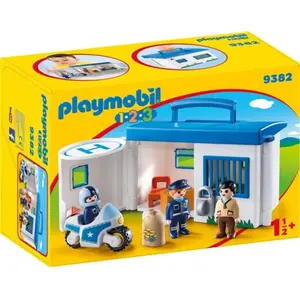 Playmobil 1.2.3 9382 Commissariat de police transportable pas cher