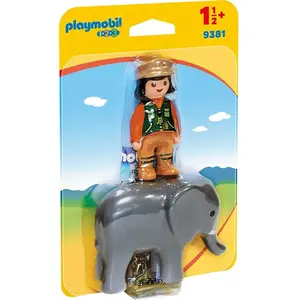 Playmobil 1.2.3 9381 Soigneuse avec éléphanteau pas cher