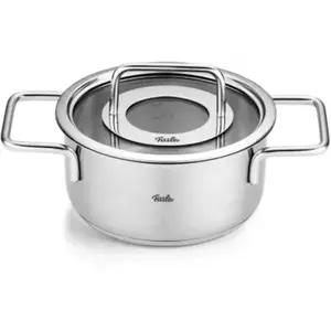 Comparateur de prix : Fissler Pure Collection Casserole en acier inoxydable (Ø 16 cm, 1,9 l) avec couvercle en verre, graduation intérieure - induction